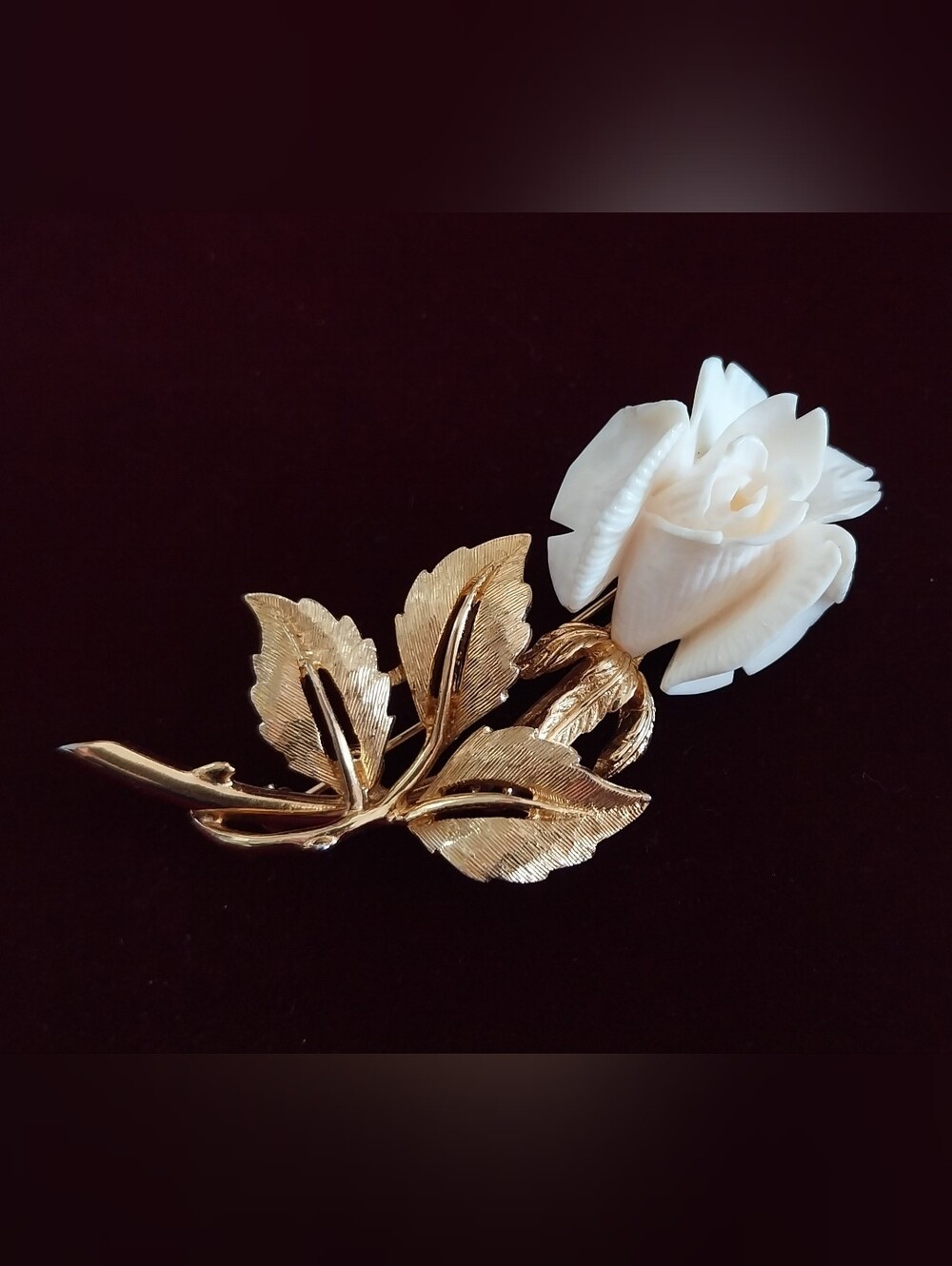 Vintage Boucher White Rose Floral Brooch Pin